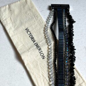 VICTORIA EMERSON MULTI STRAND-LAYERED BOHO CUFF BRACELET SILVER TONE 7.3”